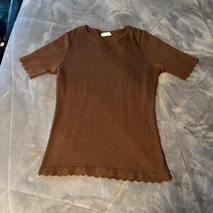 Arcades Brown Knit Short Sleeve Shirt